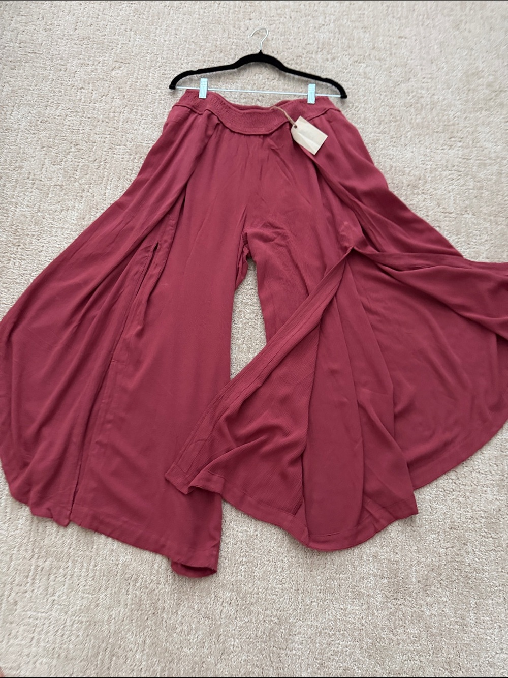 Midi Smocked Waist Skirt in Deep Rose